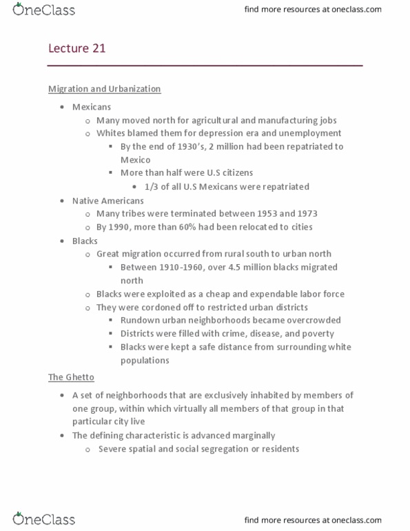 SOC 134 Lecture Notes - Lecture 21: Affordable Housing, Federal Housing Administration, Deindustrialization thumbnail