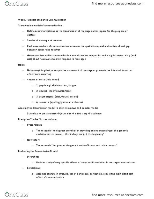 CMN 600 Lecture Notes - Lecture 7: Press Release thumbnail