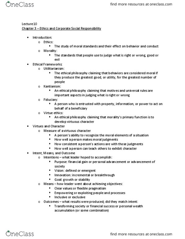 MGT 201 Lecture Notes - Lecture 10: Individualism, Corporate Social Responsibility, Virtue Ethics thumbnail