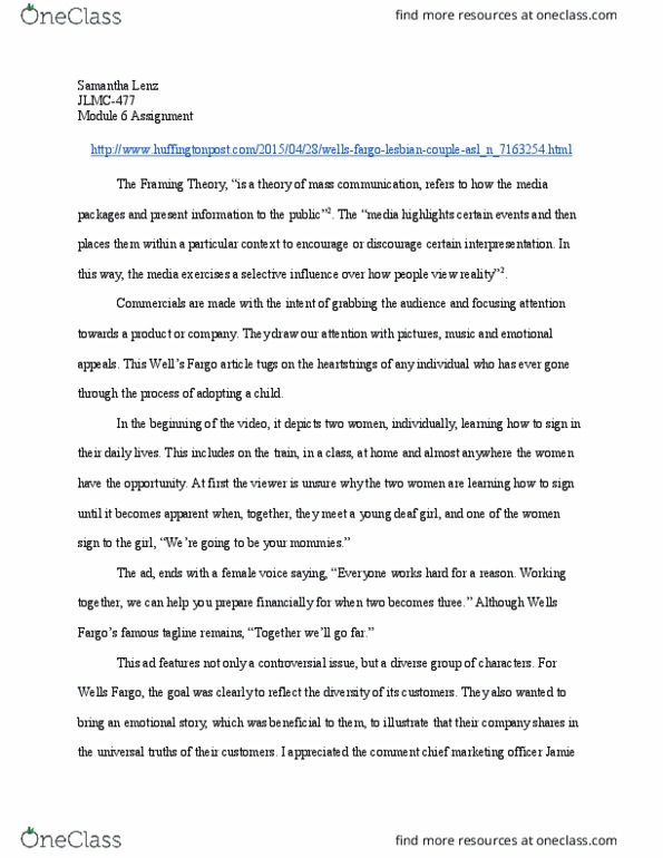 JL MC 477 Lecture Notes - Lecture 5: Adweek, The Huffington Post, Bbdo thumbnail