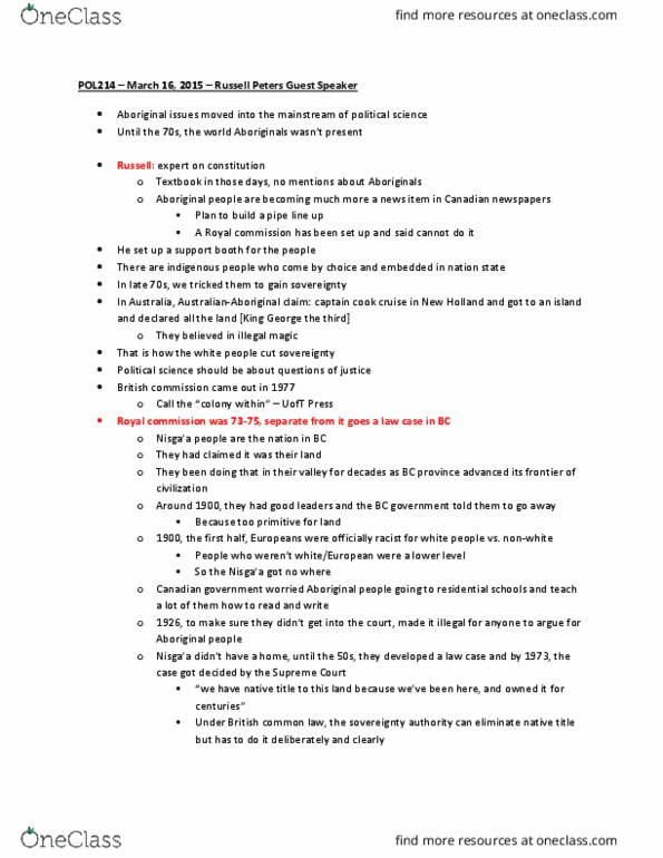 POL214Y1 Lecture Notes - Lecture 22: W. M. Keck Observatory, Preposition And Postposition, Ecotourism thumbnail