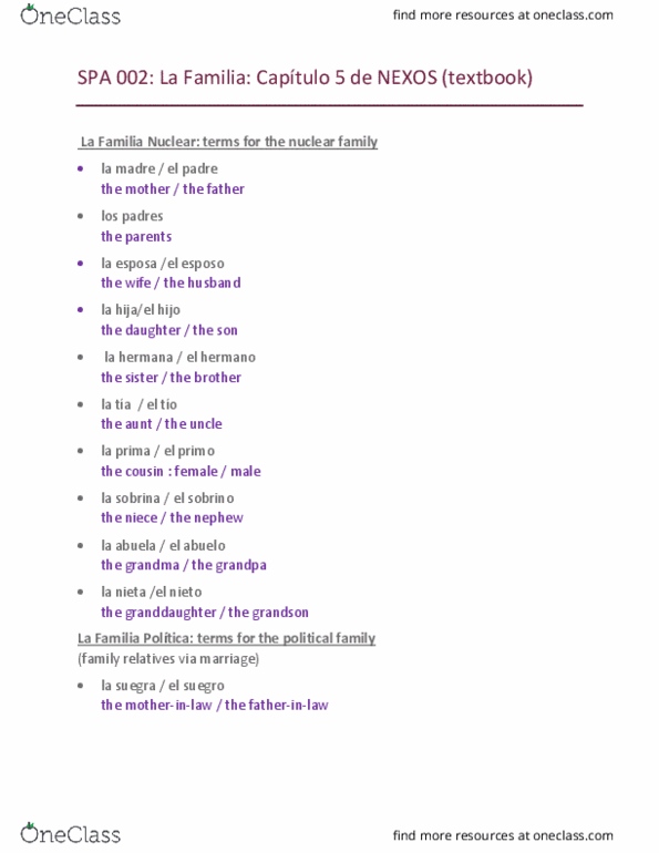 SPA 2 Chapter Notes - Chapter 5: False Cognate, Llama, Nexos thumbnail