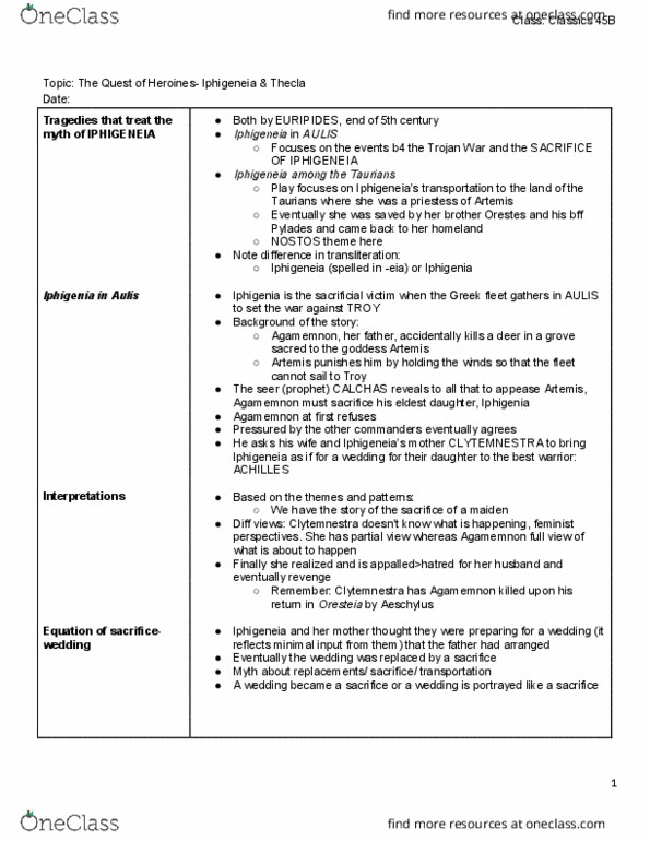 CLASSIC 45B Lecture 15: The Quest of Heroines: Iphigeneia & Thecla thumbnail