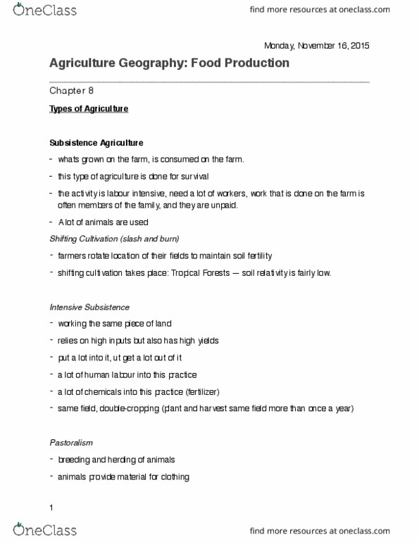 GEOG 1200 Lecture Notes - Lecture 11: Land Values, Crop Rotation, Shifting Cultivation thumbnail