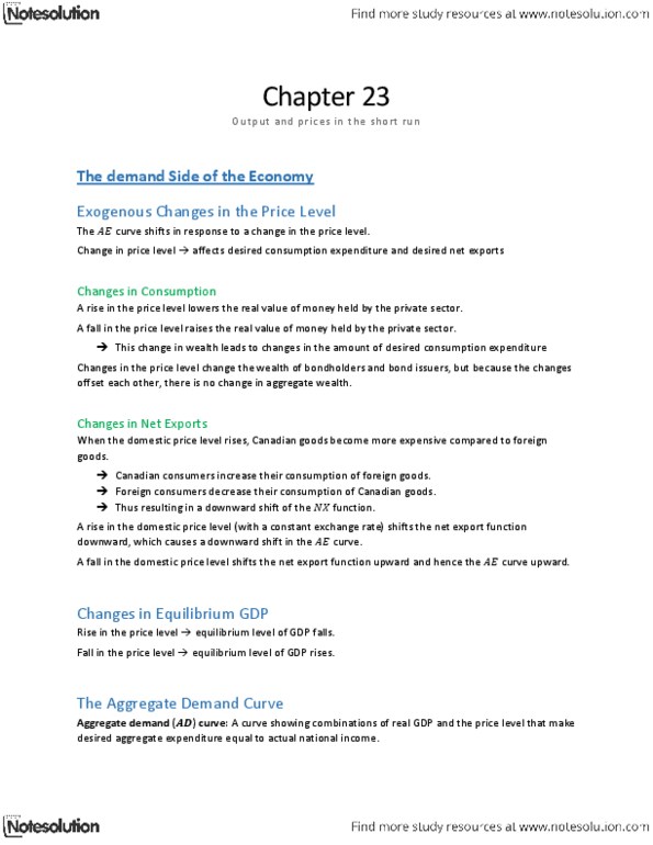 ECON 295 Chapter Notes - Chapter 23: Aggregate Supply, Aggregate Demand, Takers thumbnail