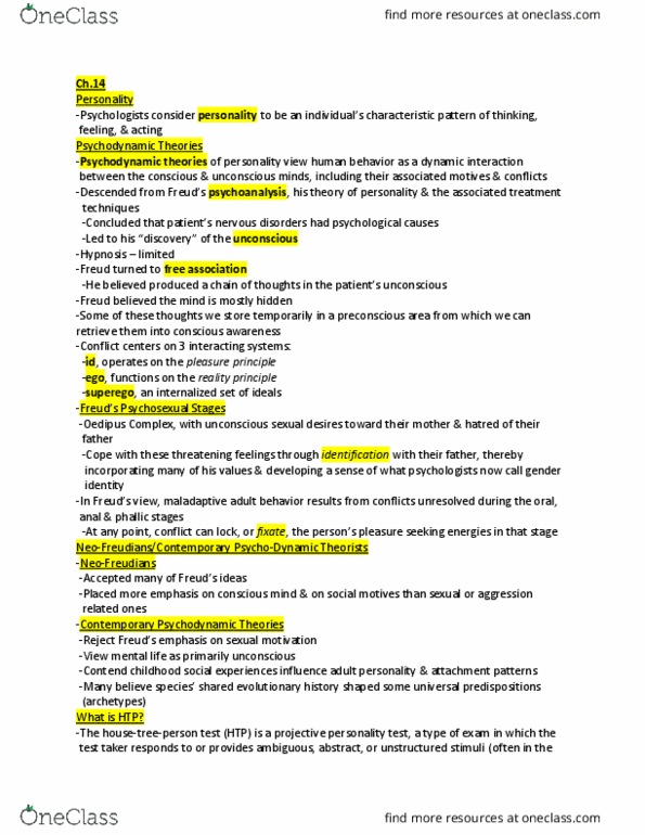 PSYC 111 Lecture Notes - Lecture 14: Extraversion And Introversion, Albert Bandura, Shy People thumbnail