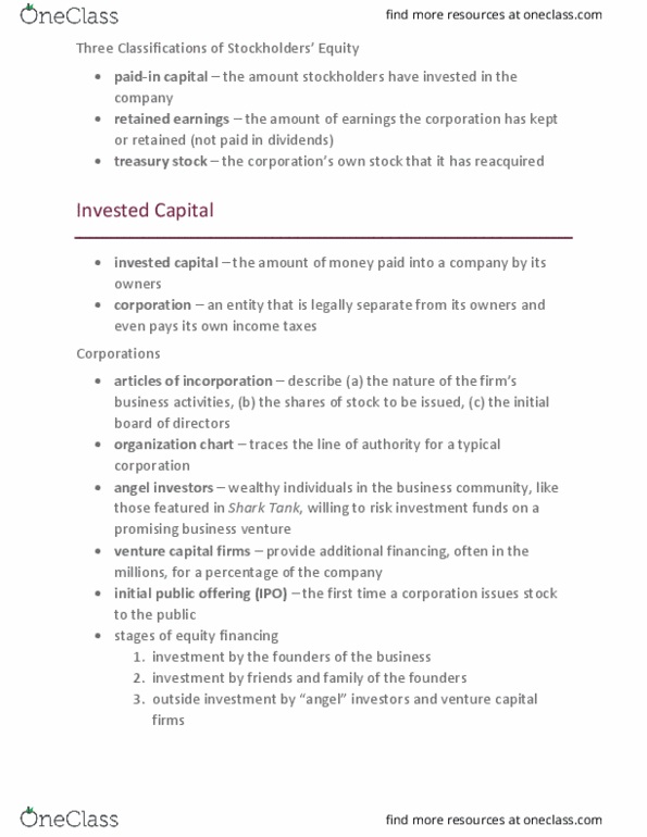 ACCTG 201 Chapter Notes - Chapter 10: Dividend Yield, Initial Public Offering, New York Stock Exchange thumbnail