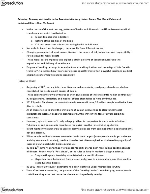 SOC309Y1 Chapter Notes -Human T-Lymphotropic Virus, Heterosexuality, Immunodeficiency thumbnail