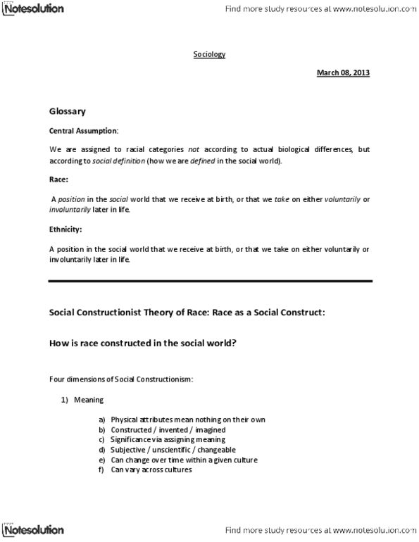 SOCI 1121 Lecture Notes - Carl Linnaeus thumbnail