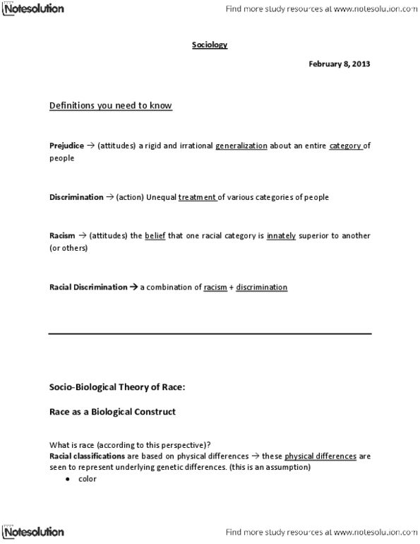 SOCI 1121 Lecture Notes - Eugenics, Carl Linnaeus, Sociobiology thumbnail