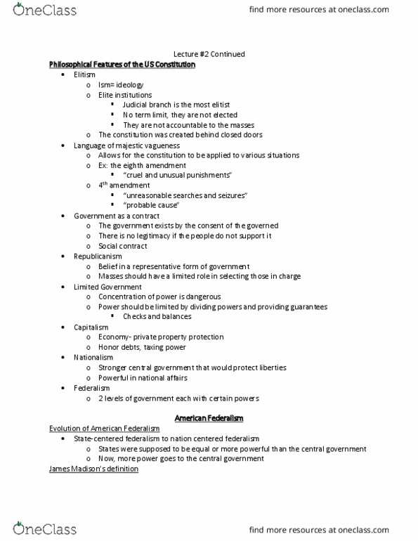 POLS 112 Lecture Notes - Lecture 4: Concurrent Powers, Implied Powers, Supremacy Clause thumbnail