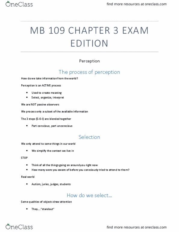 MB109 Chapter Notes - Chapter 3: Ethnocentrism, Fundamental Attribution Error, Customer Service thumbnail