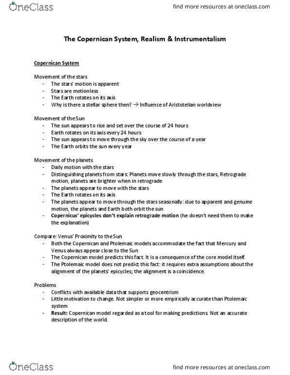 PHIL 160D3 Lecture Notes - Lecture 17: Circular Motion, Equant, Explanatory Power thumbnail