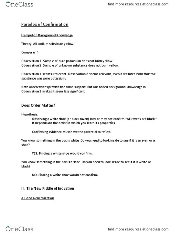 PHIL 160D3 Lecture Notes - Lecture 4: Inductive Reasoning, Natural Kind, Modus Ponens thumbnail