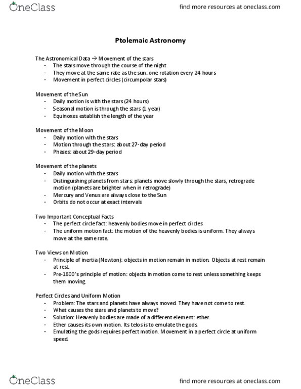 PHIL 160D3 Lecture Notes - Lecture 10: Middle Ages, Equant, Deferent And Epicycle thumbnail