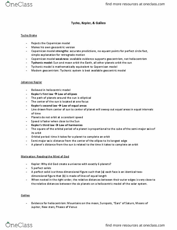 PHIL 160D3 Lecture Notes - Lecture 19: Falsifiability, Galilean Moons, Tychonic System thumbnail