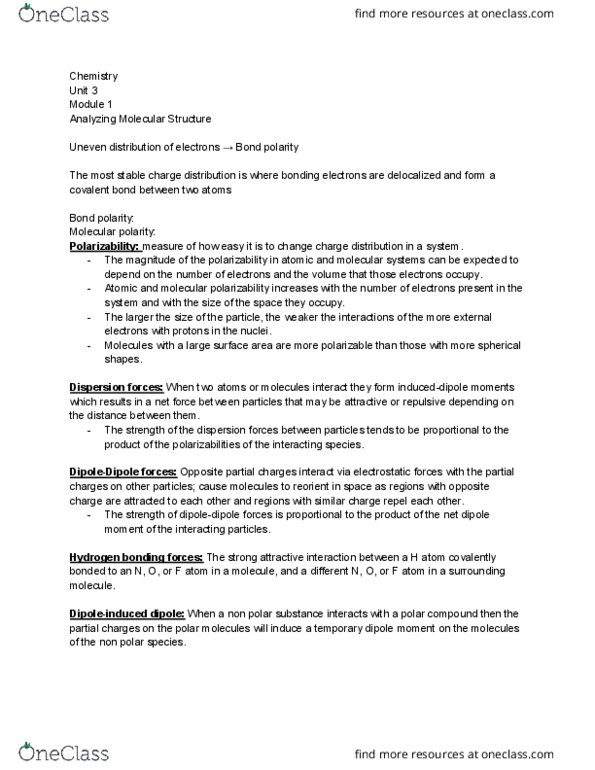 CHEM 151 Lecture Notes - Lecture 9: Atomic Orbital, Intermolecular Force, Joule thumbnail