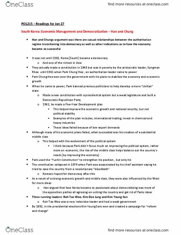 POL215Y1 Chapter Notes - Chapter 1: Liberal Democracy, Kim Jong-Pil, Conservative Democracy thumbnail