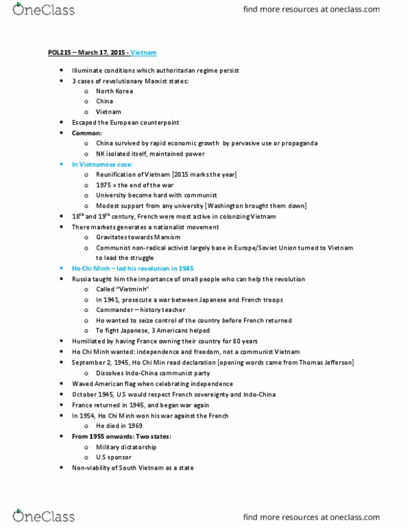 POL215Y1 Lecture Notes - Lecture 11: Economic Restructuring, World Trade Organization, Psychological Trauma thumbnail