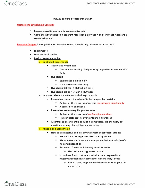 POL222H1 Lecture Notes - Lecture 4: Internal Validity, Clientelism, Confounding thumbnail