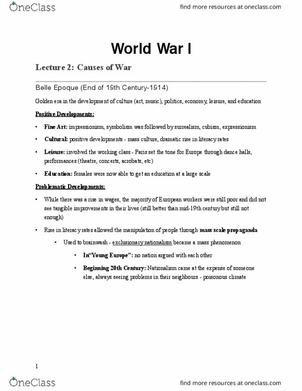 HIS242H1 Lecture 2: World War I thumbnail