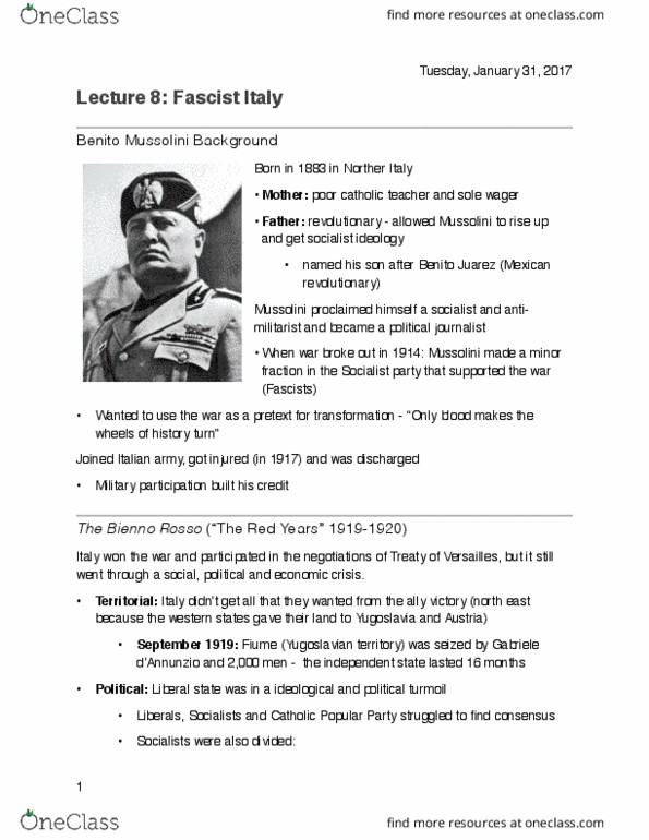 HIS242H1 Lecture 8: 8. Fascist Italy thumbnail