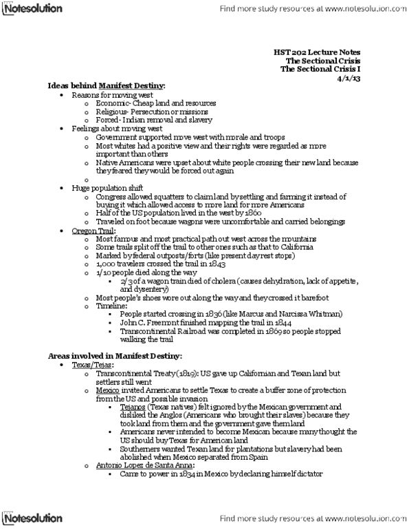 HST 202 Lecture Notes - Lecture 20: Mariano Guadalupe Vallejo, Gold Rush, United States House Committee On The Judiciary thumbnail