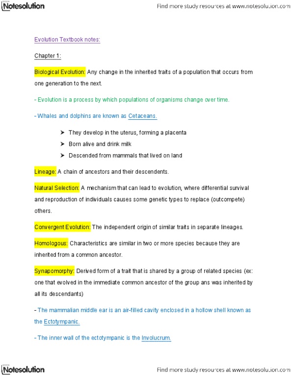 BIOL 2400 Chapter Notes - Chapter 1: Estuary, Reassortment, Ectotympanic thumbnail