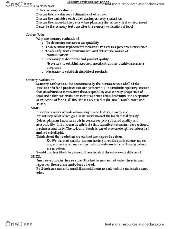 HNSC 1200 Lecture Notes - Lecture 7: Sensory Analysis, Astringent, Viscosity thumbnail