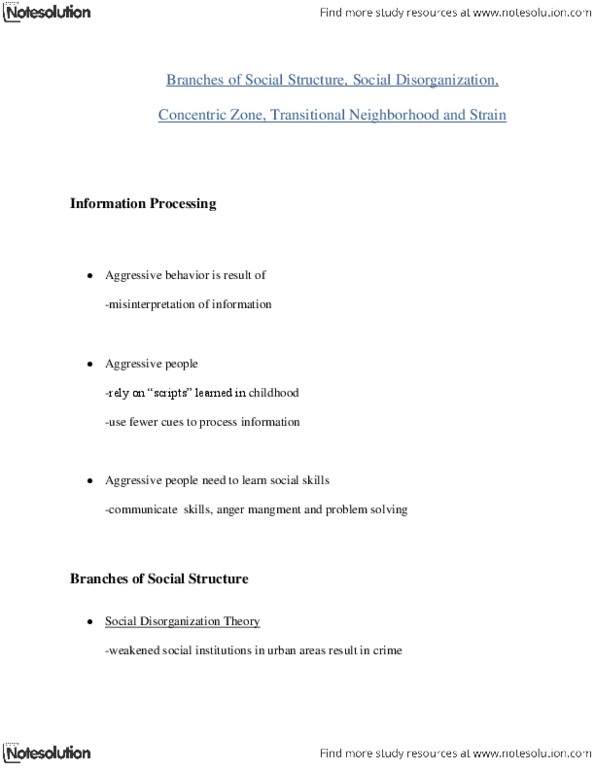 CRIM 1125 Lecture Notes - Anomie, Social Disorganization Theory thumbnail