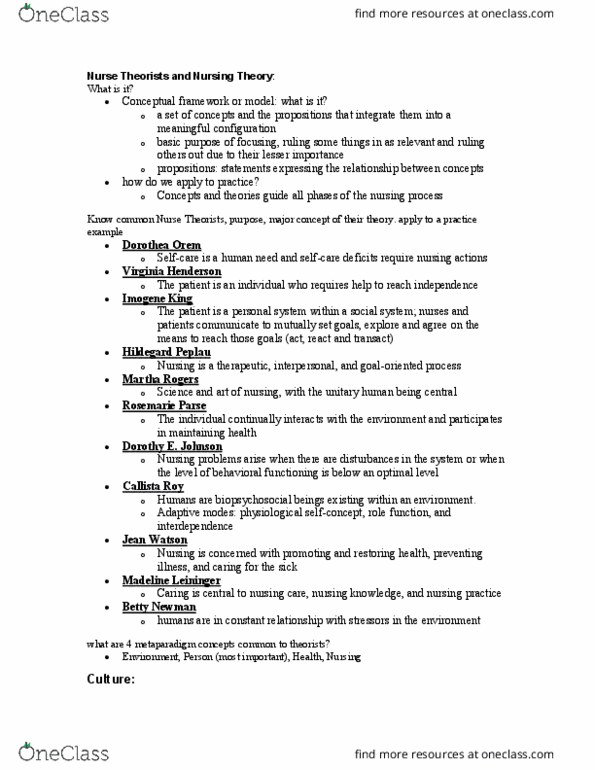 NURS1010 Lecture Notes - Lecture 3: Nursing Process, Intercultural Competence, Conceptual Framework thumbnail