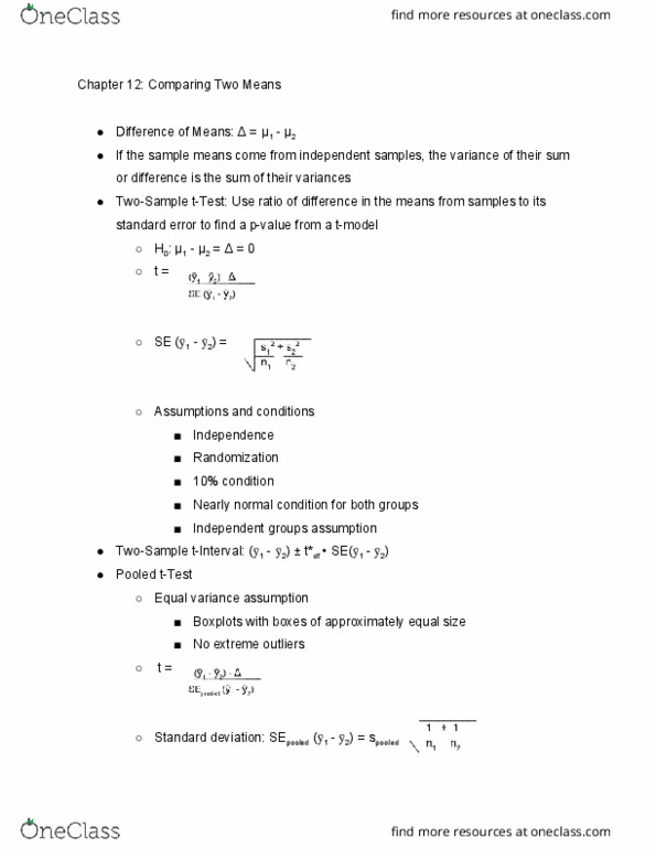 STA 309 Chapter Notes - Chapter 12: Confidence Interval, Standard Deviation, Mean Absolute Difference thumbnail