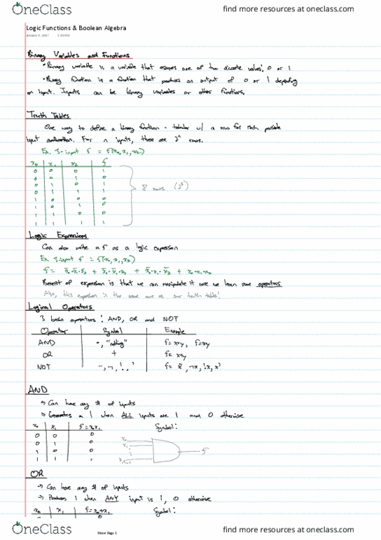 ECE124 Lecture 1: Logic Functions & Boolean Algebra thumbnail