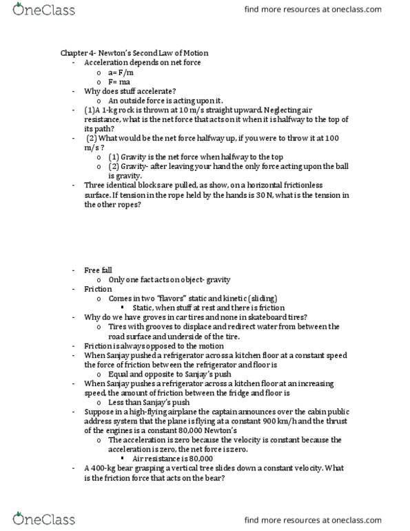 PHY 2020 Lecture Notes - Lecture 4: Parachuting, Net Force, Terminal Velocity thumbnail