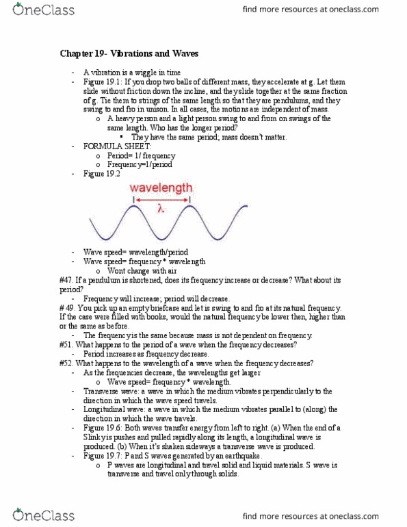 PHY 2020 Lecture Notes - Lecture 19: Transverse Wave, Longitudinal Wave, Standing Wave thumbnail