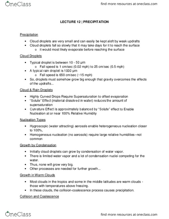 GEOG 1112 Lecture Notes - Lecture 12: Supercooling, Ice Nucleus, Cloud Condensation Nuclei thumbnail