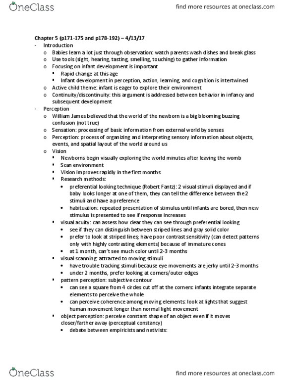 PSYC 101 Chapter Notes - Chapter 5: Visual Acuity, Subjective Constancy, Depth Perception thumbnail