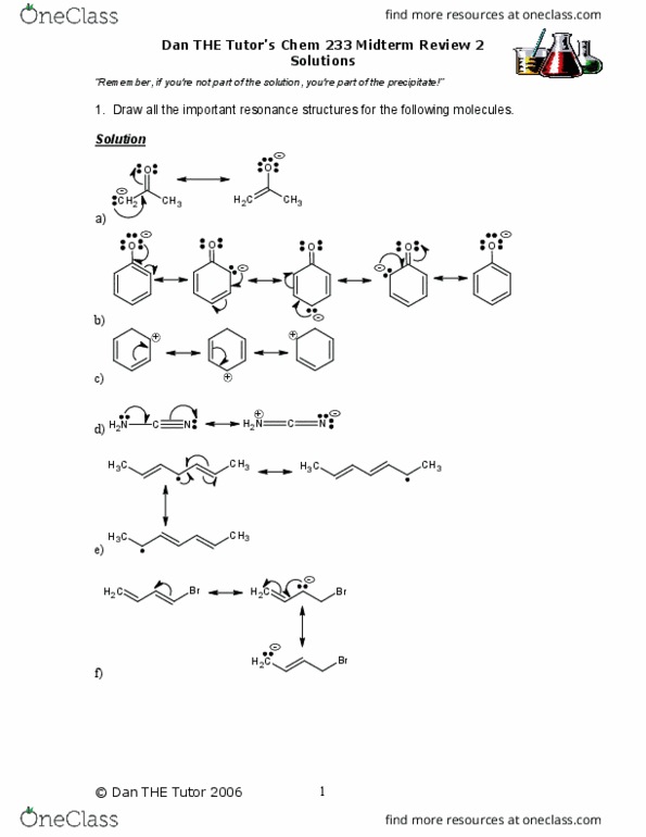 CHEM 233 Lecture Notes - Lecture 6: Antiaromaticity, Aluminium Chloride, Quinoline thumbnail