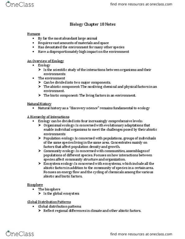 BSC 108 Lecture Notes - Lecture 18: Terrestrial Ecosystem, Ecosystem Ecology, Intertidal Zone thumbnail