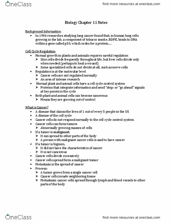 BSC 108 Lecture Notes - Lecture 11: Tumor Suppressor Gene, Human Papillomavirus Infection, Oncogene thumbnail