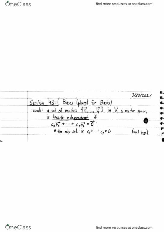MATH 235 Lecture Notes - Lecture 17: Invertible Matrix, Reca, Vector Space thumbnail