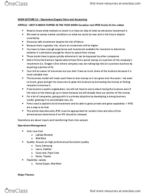 MGM101H5 Lecture Notes - Lecture 11: Total Quality Management, Walmart thumbnail