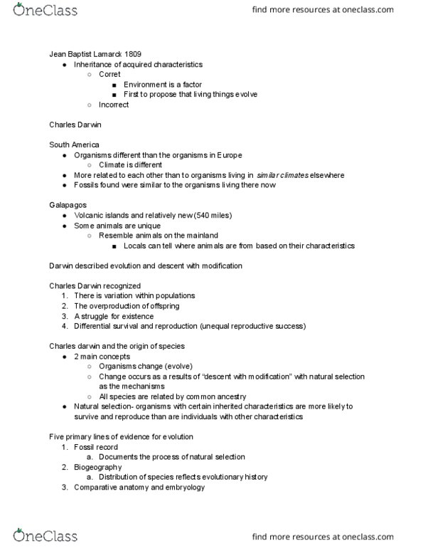 BIOL 190 Lecture Notes - Lecture 23: Natural Selection, Natural Selection 2, Comparative Anatomy thumbnail