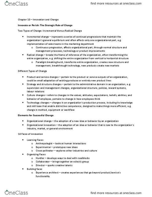 BU398 Lecture Notes - Lecture 11: Administrative Domain, Radical Change, Organization Development thumbnail