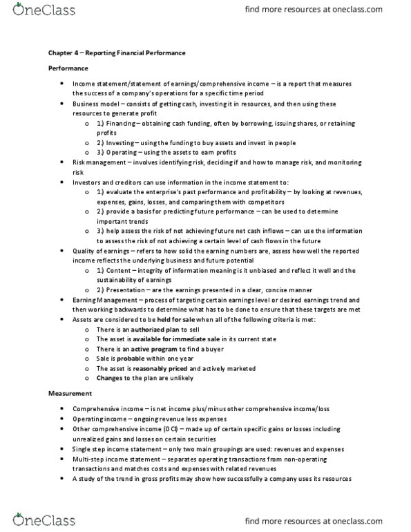 BU387 Lecture Notes - Lecture 4: Cash Flow Statement, Comprehensive Income, Retained Earnings thumbnail