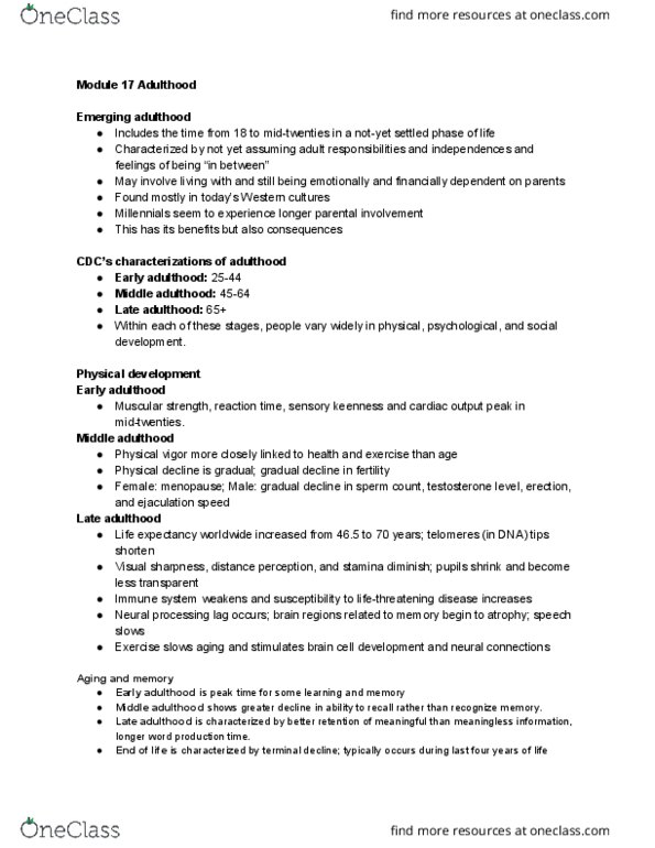 PSYCH 10 Lecture Notes - Lecture 8: Emerging Adulthood And Early Adulthood, Cardiac Output, Ejaculation thumbnail