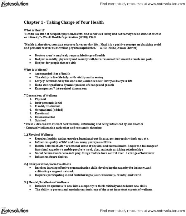 Health Sciences 1001A/B Chapter Notes - Chapter 1: Selection Bias, Smoking Cessation, Population Health thumbnail