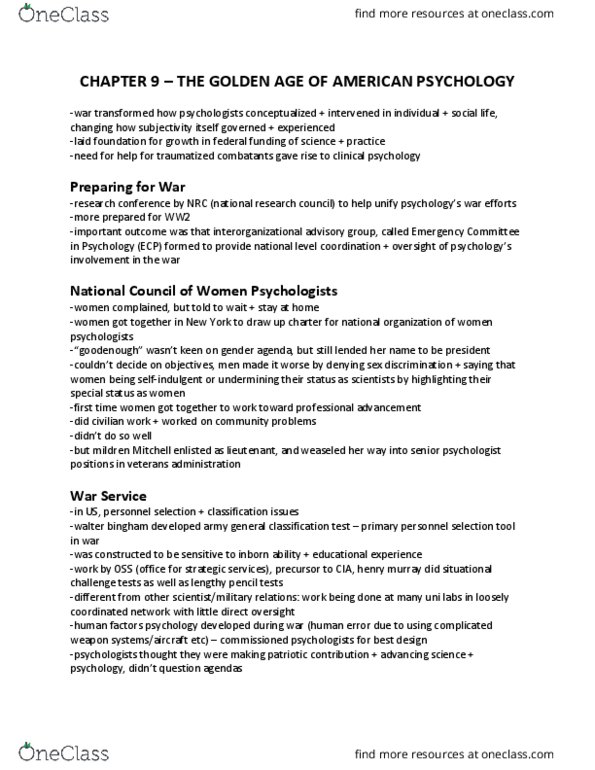 PSYC 3125 Chapter Notes - Chapter 9: Army General Classification Test, Human Potential Movement, Personnel Selection thumbnail