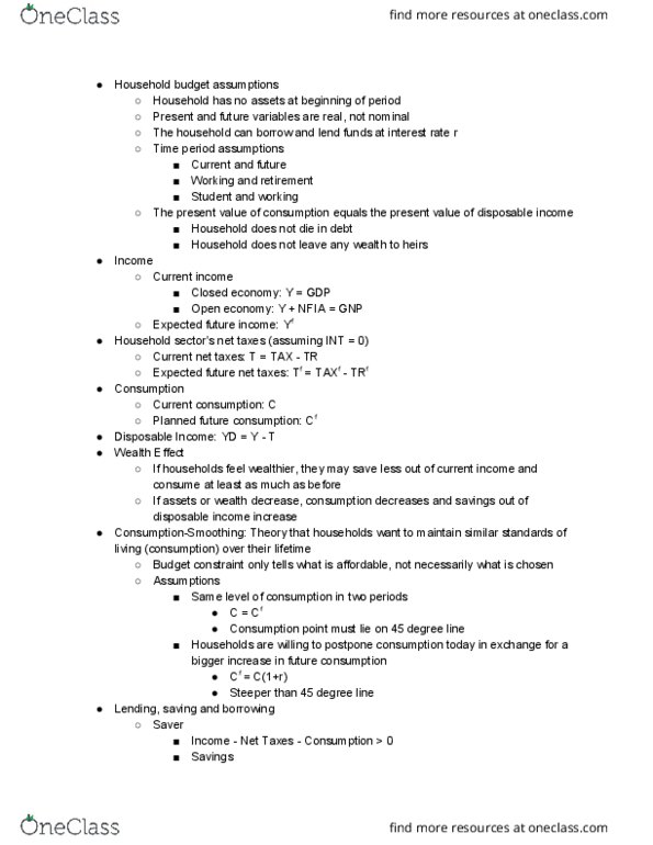 ECO 304L Lecture Notes - Lecture 11: Budget Constraint, Open Economy, Loanable Funds thumbnail