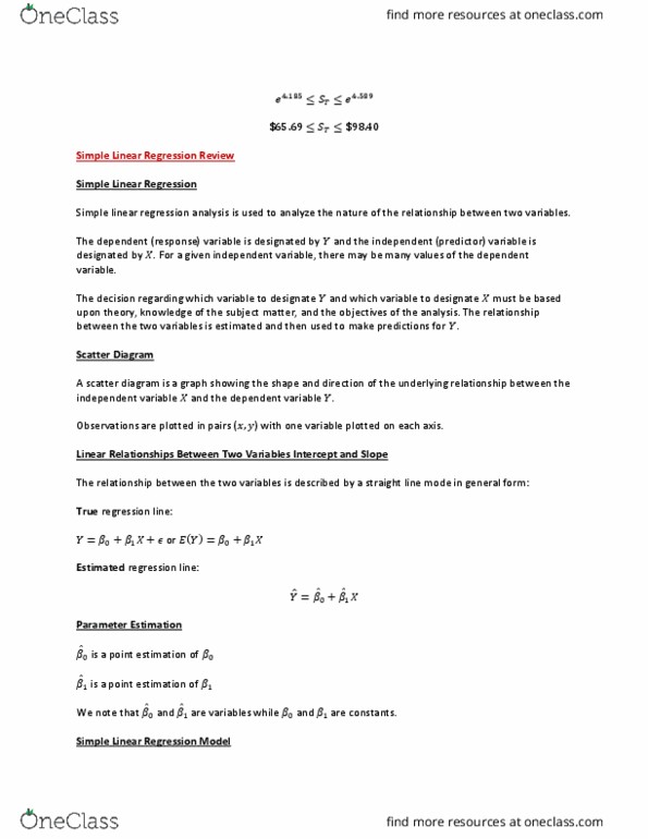 MGSC 372 Lecture Notes - Lecture 3: Simple Linear Regression, Squared Deviations From The Mean, Regression Analysis thumbnail
